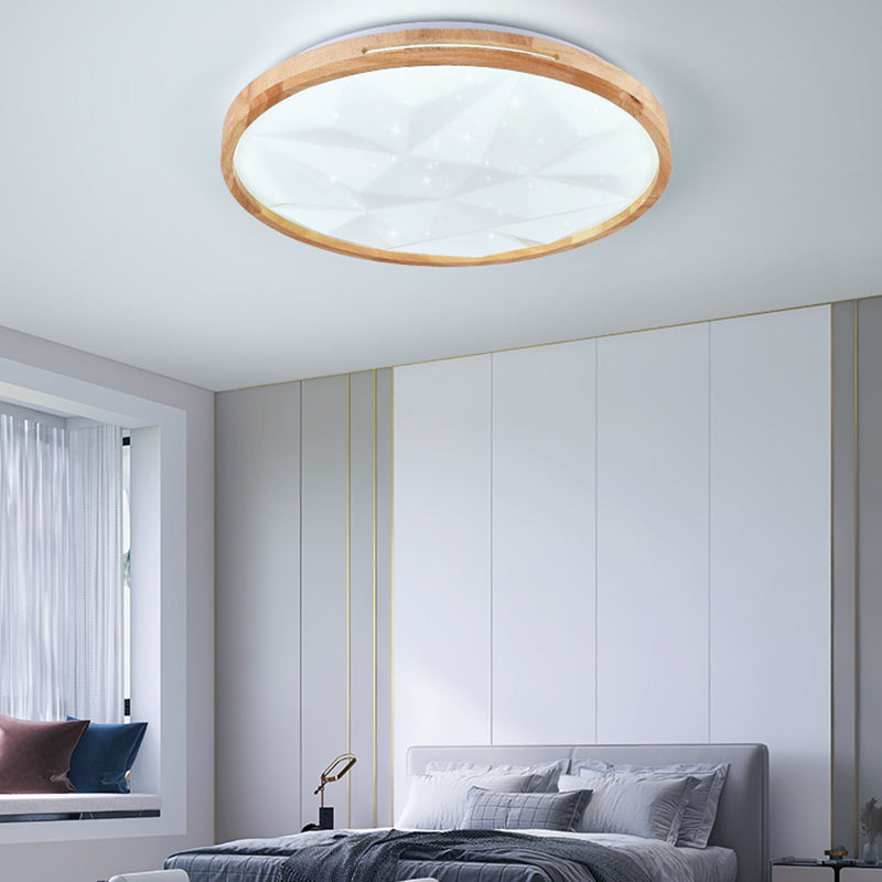 Modern Wooden Flush Mount Lamp Acrylic Shade Led Flush Mount for Bedroom