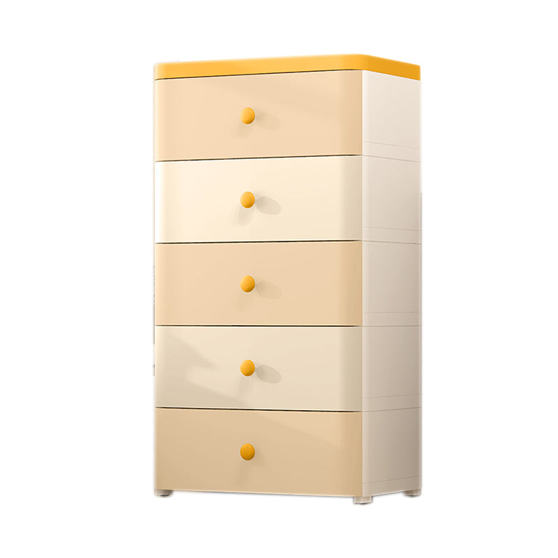 5 Drawers Plastic Kids Nightstand Scandinavian Vertical Nursery Dresser for Home