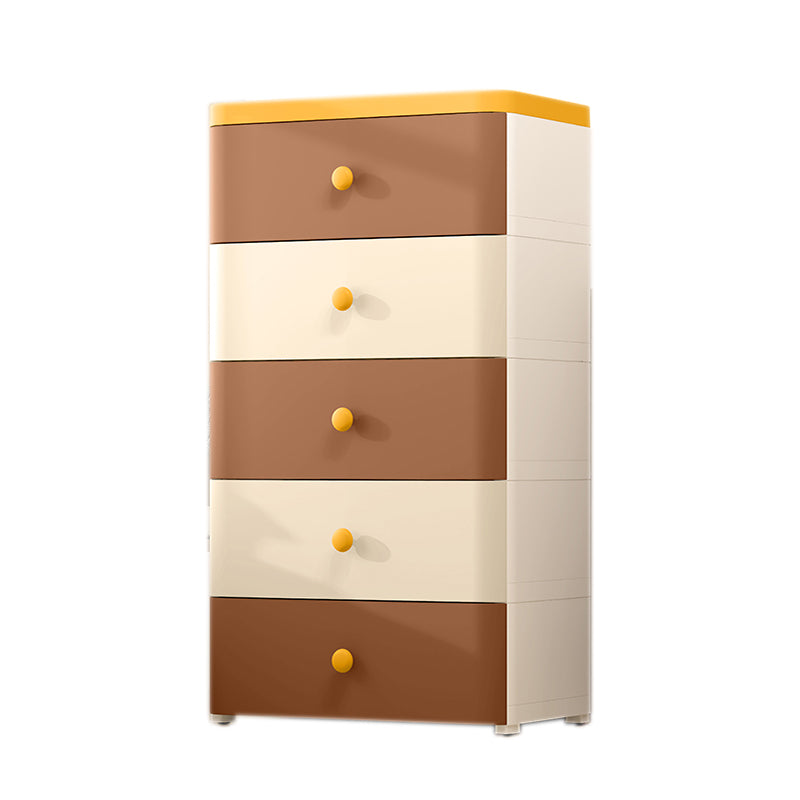 5 Drawers Plastic Kids Nightstand Scandinavian Vertical Nursery Dresser for Home