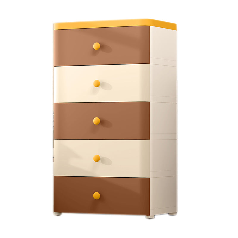 5 Drawers Plastic Kids Nightstand Scandinavian Vertical Nursery Dresser for Home