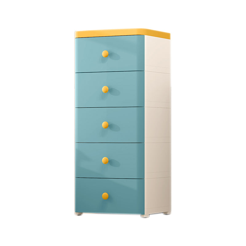 5 Drawers Plastic Kids Nightstand Scandinavian Vertical Nursery Dresser for Home