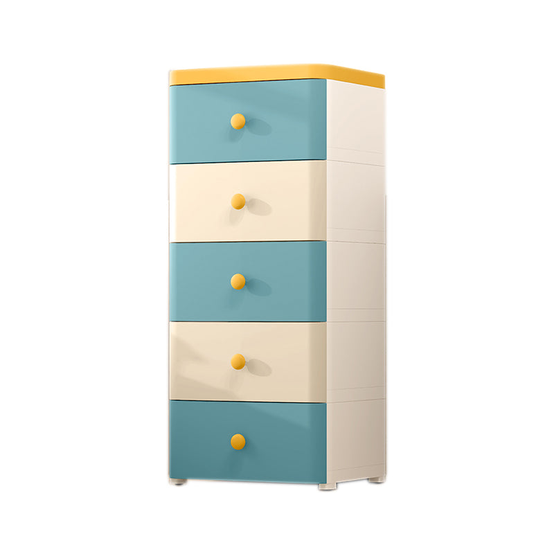 5 Drawers Plastic Kids Nightstand Scandinavian Vertical Nursery Dresser for Home