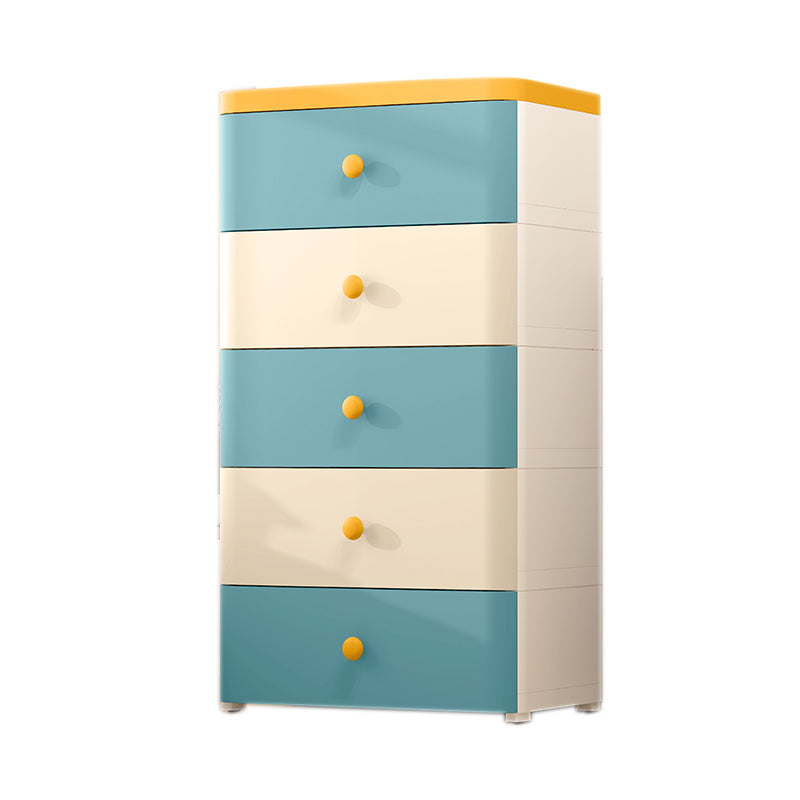 5 Drawers Plastic Kids Nightstand Scandinavian Vertical Nursery Dresser for Home