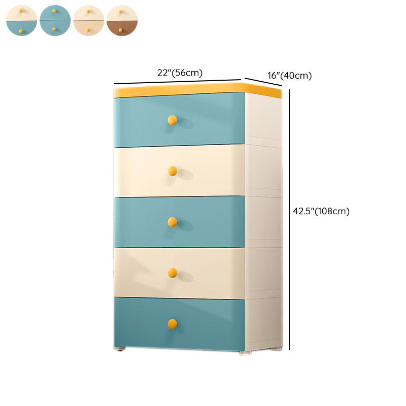 5 Drawers Plastic Kids Nightstand Scandinavian Vertical Nursery Dresser for Home