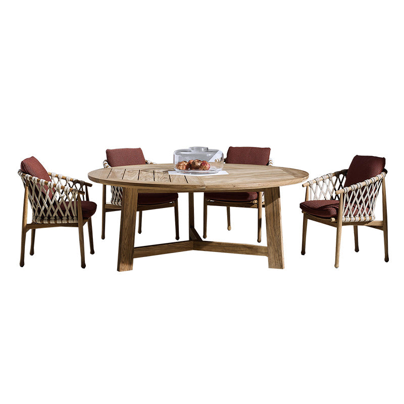 Modern Patio Dining Table Set 1/5/7/9 Pcs Wood Frame Patio Dining Table and Chairs