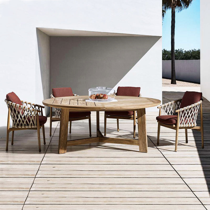 Modern Patio Dining Table Set 1/5/7/9 Pcs Wood Frame Patio Dining Table and Chairs