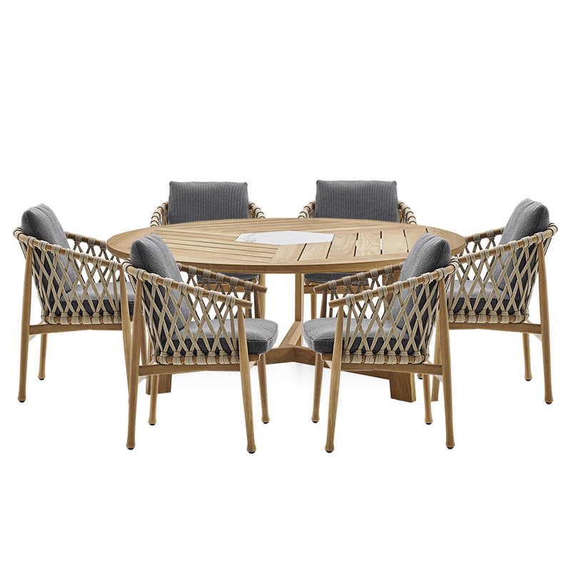 Modern Patio Dining Table Set 1/5/7/9 Pcs Wood Frame Patio Dining Table and Chairs