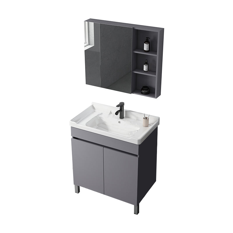 Modern Ceramic Rectangular Vanity Sink Single-Sink Freestanding Vanity Set