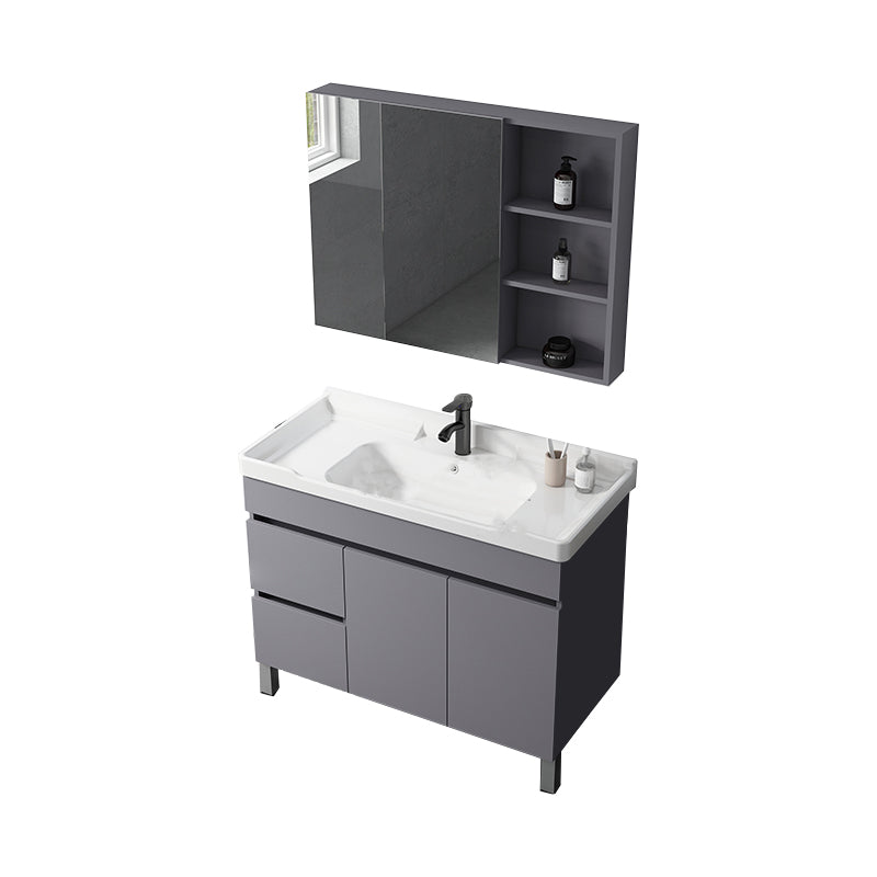 Modern Ceramic Rectangular Vanity Sink Single-Sink Freestanding Vanity Set