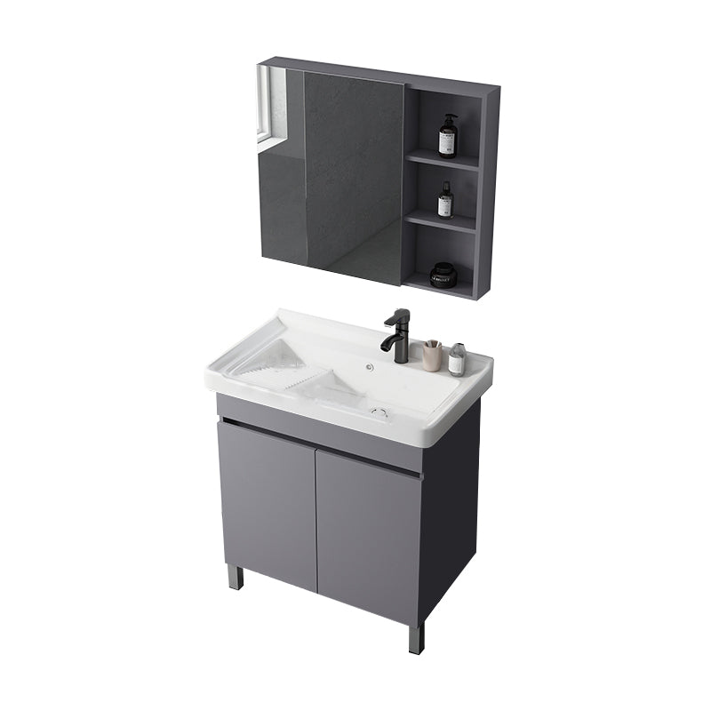 Modern Ceramic Rectangular Vanity Sink Single-Sink Freestanding Vanity Set