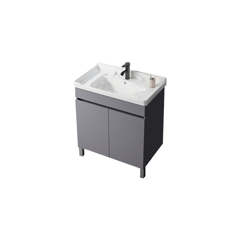 Modern Ceramic Rectangular Vanity Sink Single-Sink Freestanding Vanity Set