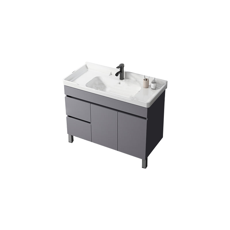 Modern Ceramic Rectangular Vanity Sink Single-Sink Freestanding Vanity Set