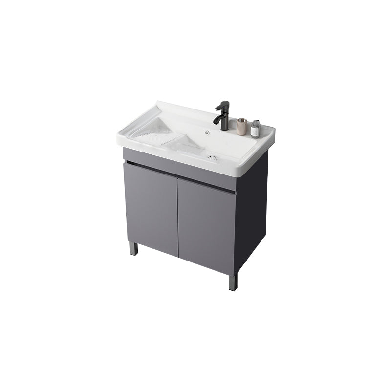 Modern Ceramic Rectangular Vanity Sink Single-Sink Freestanding Vanity Set