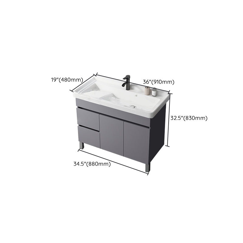 Modern Ceramic Rectangular Vanity Sink Single-Sink Freestanding Vanity Set