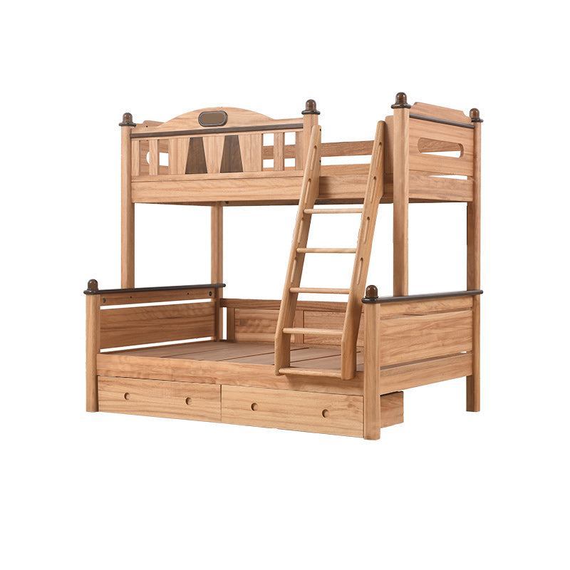 Solid Wood Bunk Bed Mid-Century Modern Storage Gender Neutral Kids Bed