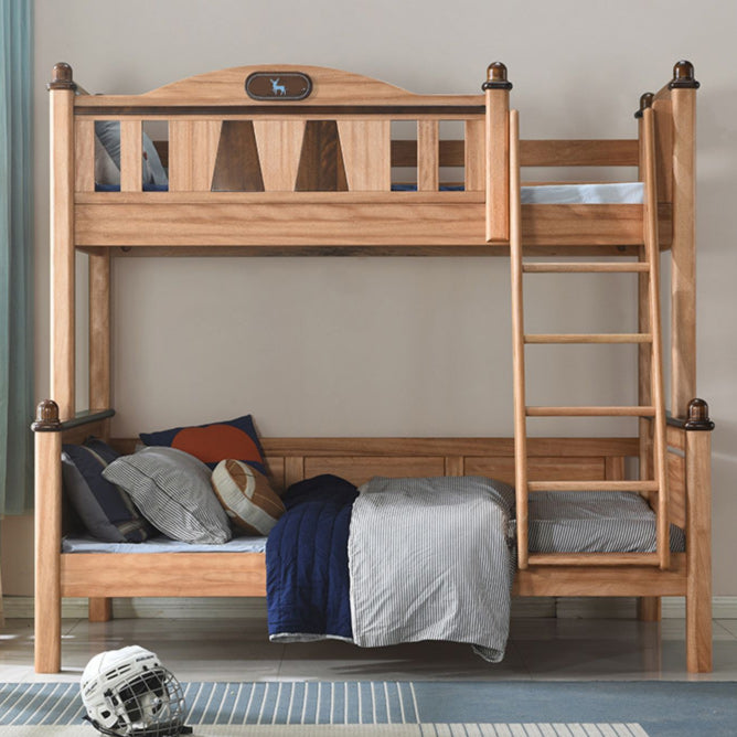 Solid Wood Bunk Bed Mid-Century Modern Storage Gender Neutral Kids Bed