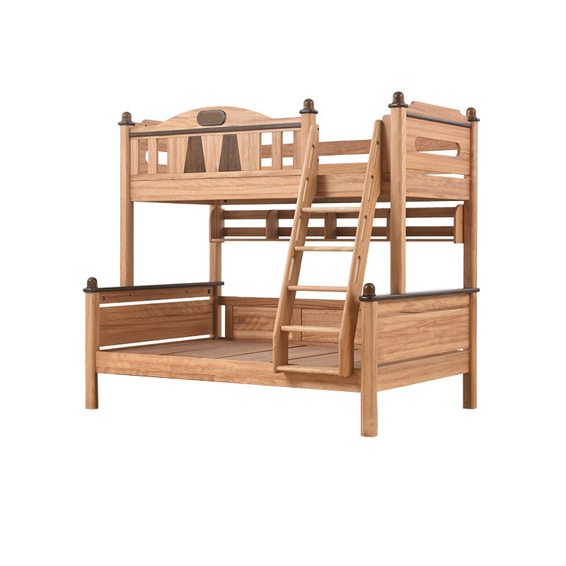 Solid Wood Bunk Bed Mid-Century Modern Storage Gender Neutral Kids Bed