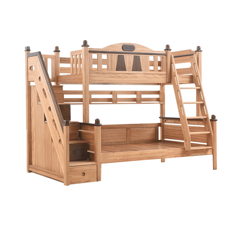 Solid Wood Bunk Bed Mid-Century Modern Storage Gender Neutral Kids Bed