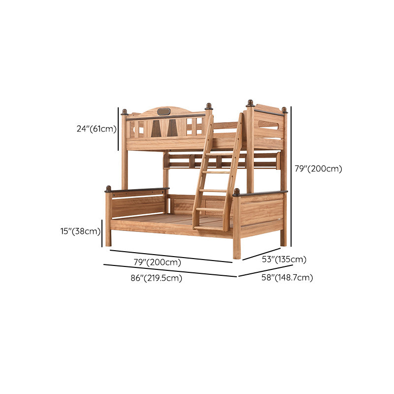 Solid Wood Bunk Bed Mid-Century Modern Storage Gender Neutral Kids Bed