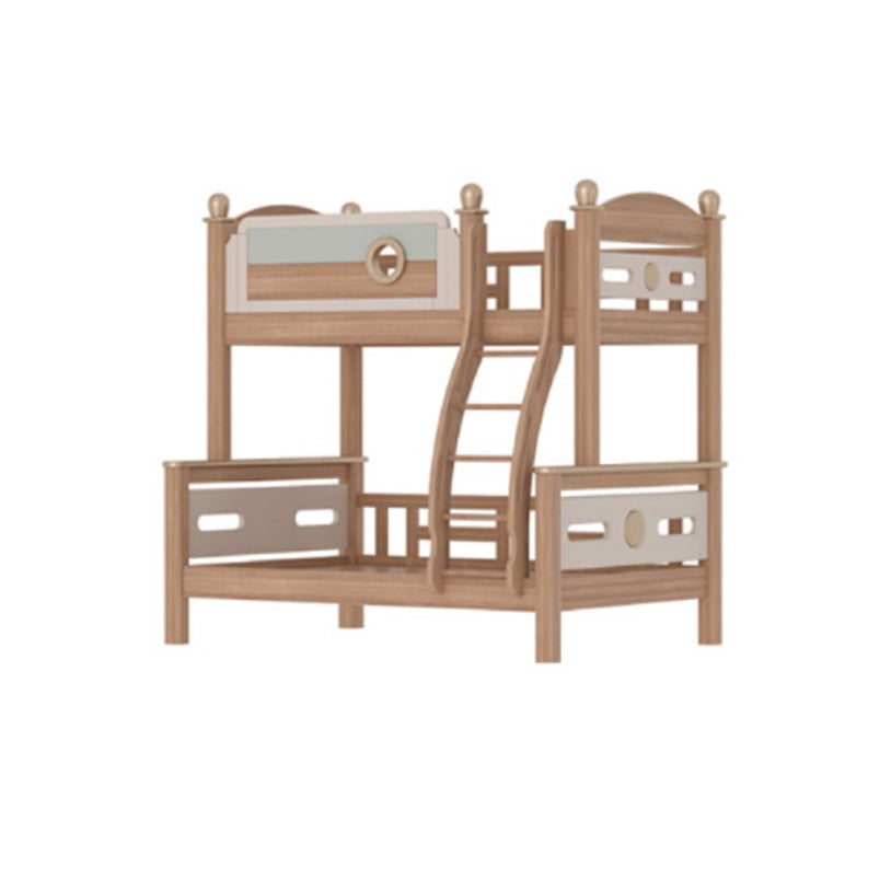 Gender Neutral Solid Wood Kids Bed Mid-Century Modern Bunk Bed with Storage