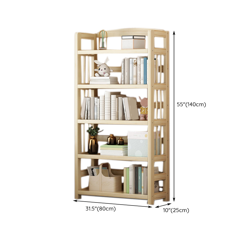 Scandinavian Standard Kids Bookcase Natural Solid Wood Freestanding Shelf