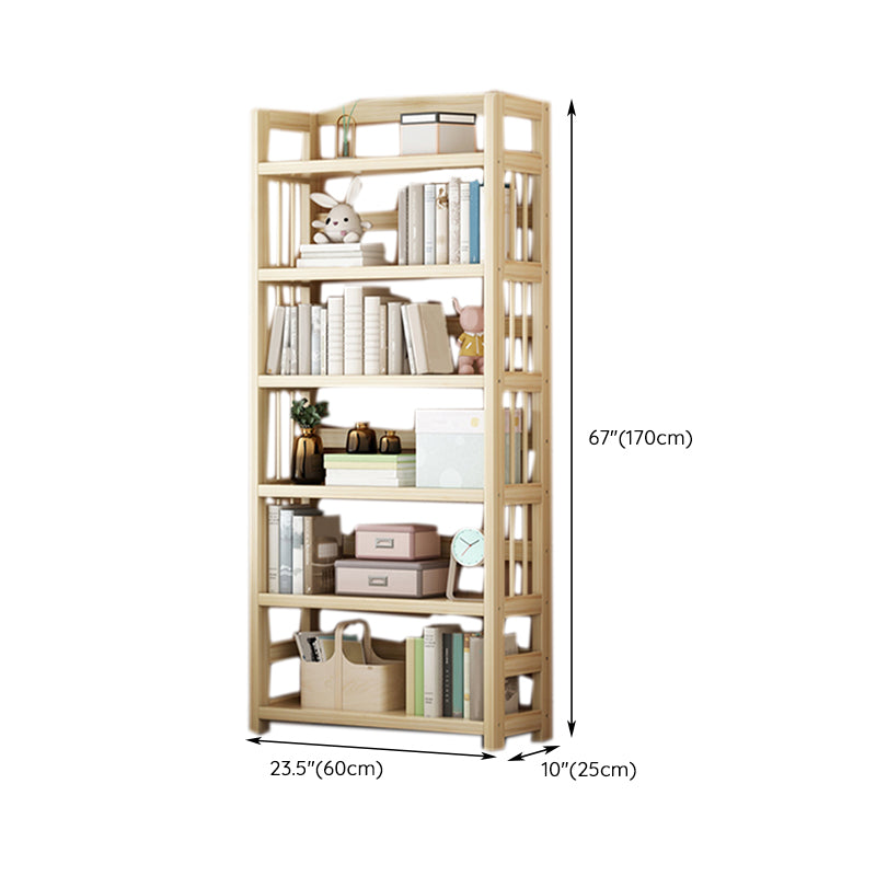 Scandinavian Standard Kids Bookcase Natural Solid Wood Freestanding Shelf