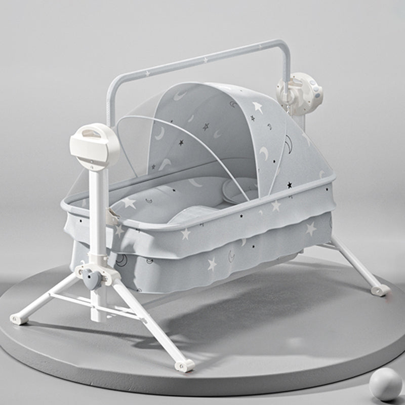 Electric Rocking Crib Cradle Modern Fabric Bassinet With Canopy