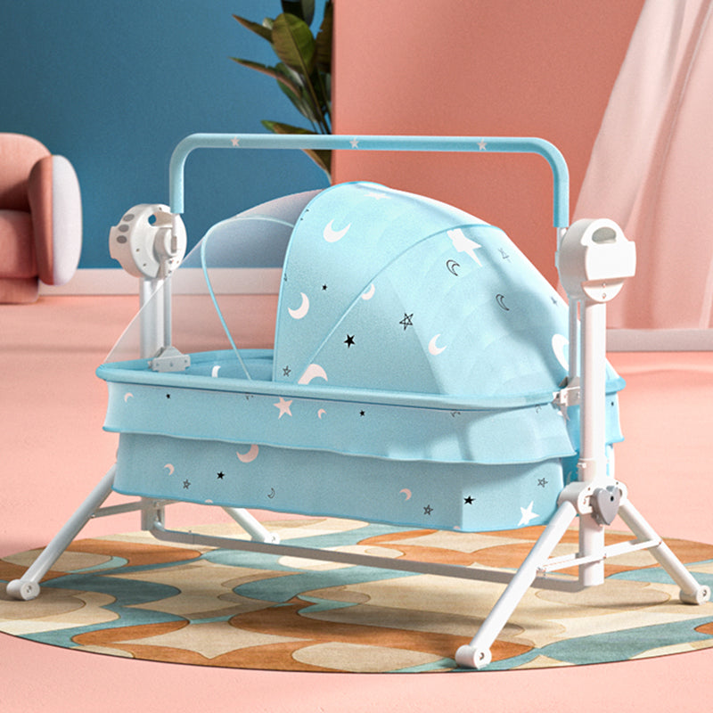 Electric Rocking Crib Cradle Modern Fabric Bassinet With Canopy