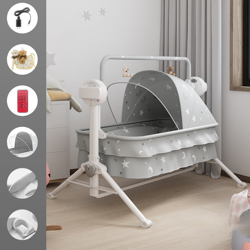 Electric Rocking Crib Cradle Modern Fabric Bassinet With Canopy