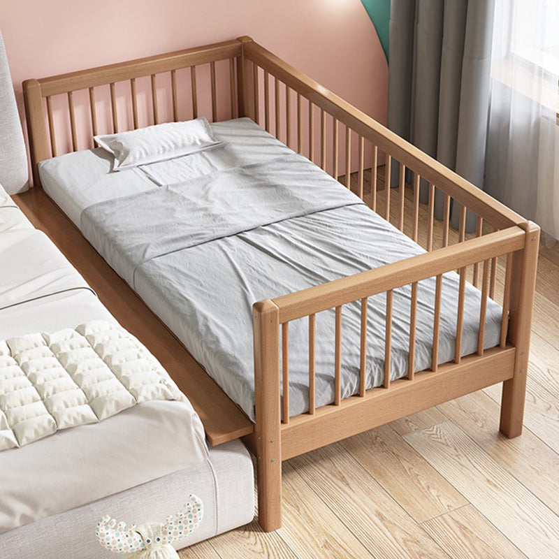 Convertible Baby Crib Farmhouse Solid Wood Crib with Guardrail