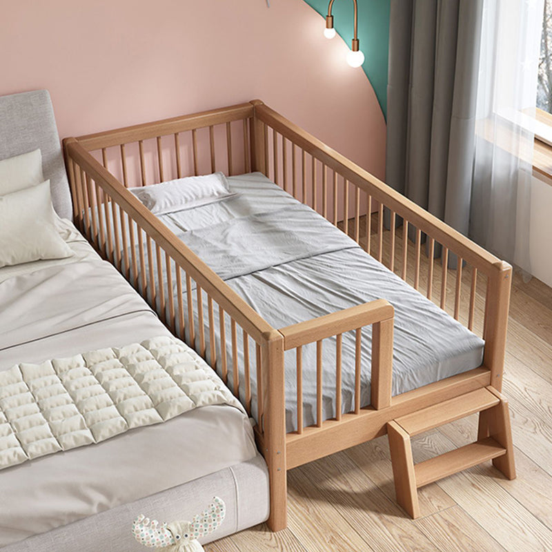 Convertible Baby Crib Farmhouse Solid Wood Crib with Guardrail