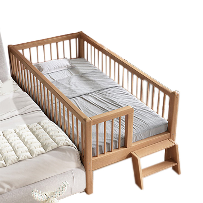 Convertible Baby Crib Farmhouse Solid Wood Crib with Guardrail