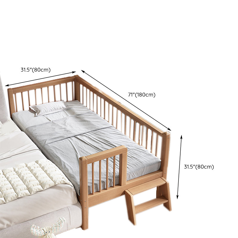 Convertible Baby Crib Farmhouse Solid Wood Crib with Guardrail