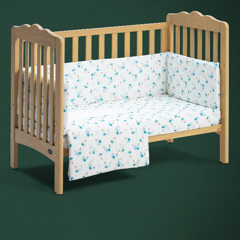 Convertible and Adjustable Height Crib Country Pine Crib with Guardrail