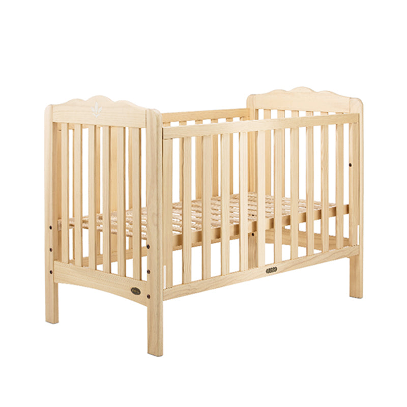 Convertible and Adjustable Height Crib Country Pine Crib with Guardrail