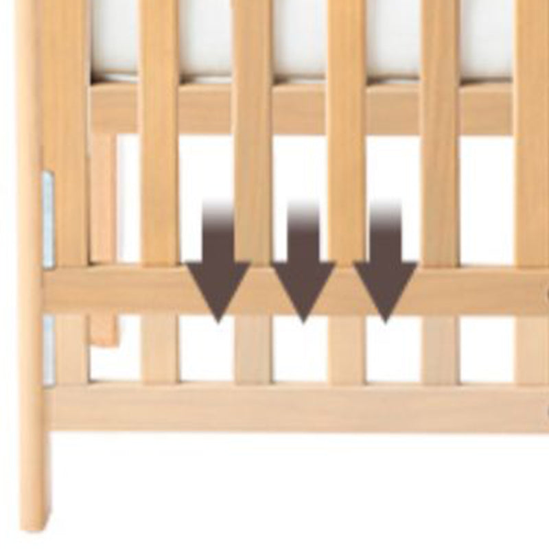 Convertible and Adjustable Height Crib Country Pine Crib with Guardrail