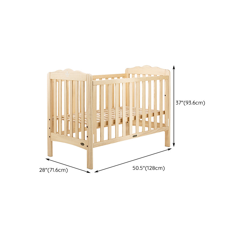 Convertible and Adjustable Height Crib Country Pine Crib with Guardrail