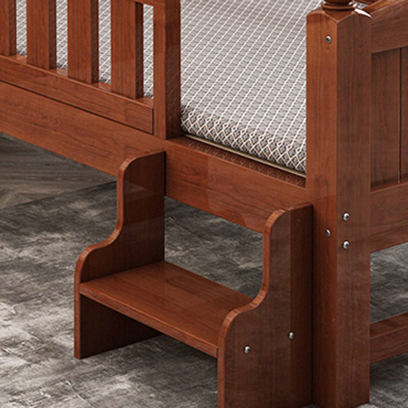 Convertible Nursery Crib Traditional Walnut Crib with Guardrail