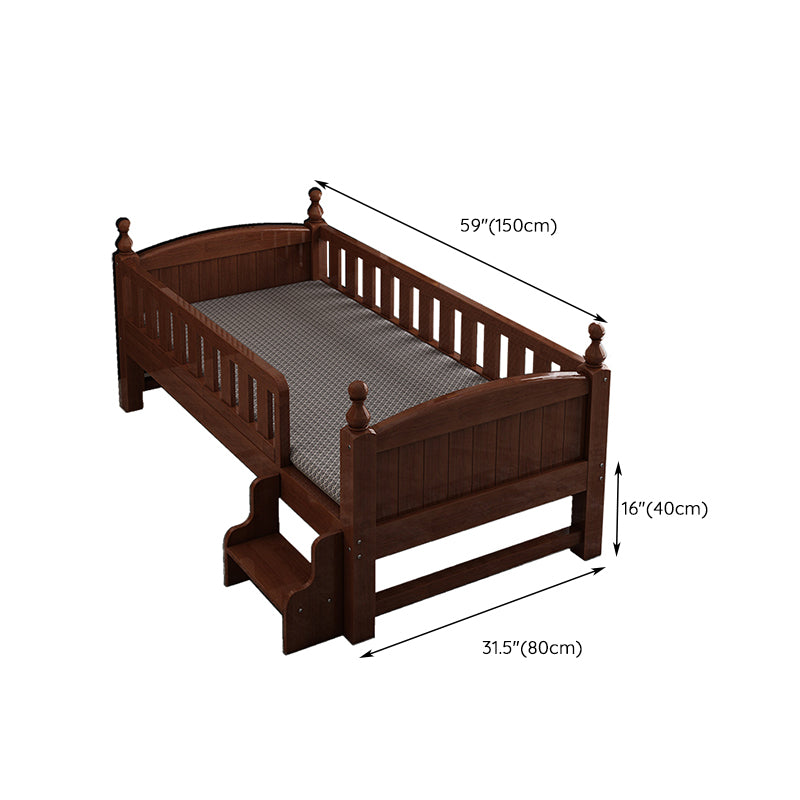 Convertible Nursery Crib Traditional Walnut Crib with Guardrail