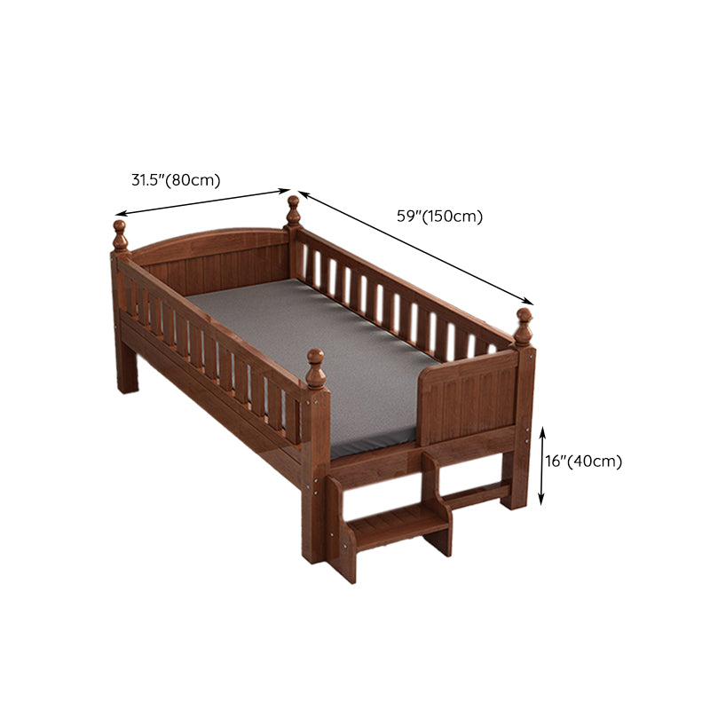 Convertible Nursery Crib Traditional Walnut Crib with Guardrail