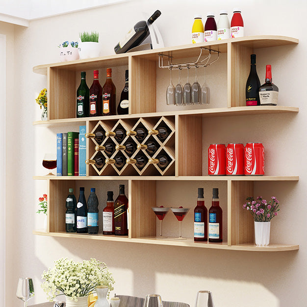 Wall Mounted Wine Rack Rectangle Wine Bottle & Glass Rack for Home