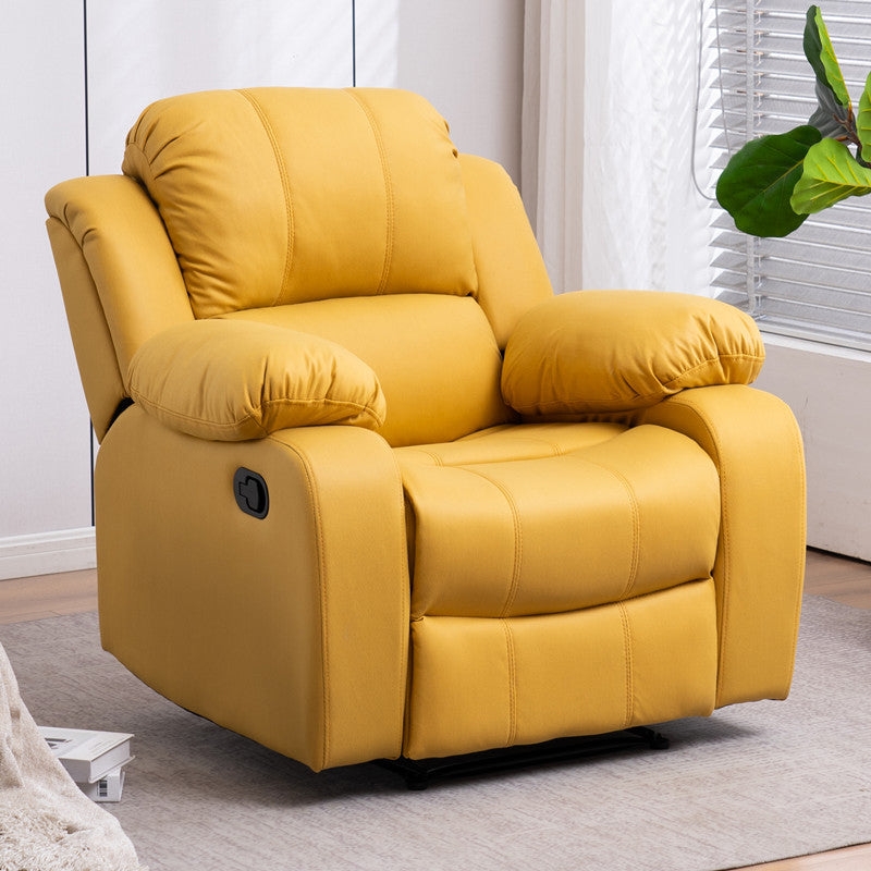 Contemporary Home Theater Recliner Solid Color Metal Rocking Manual-Push Botton