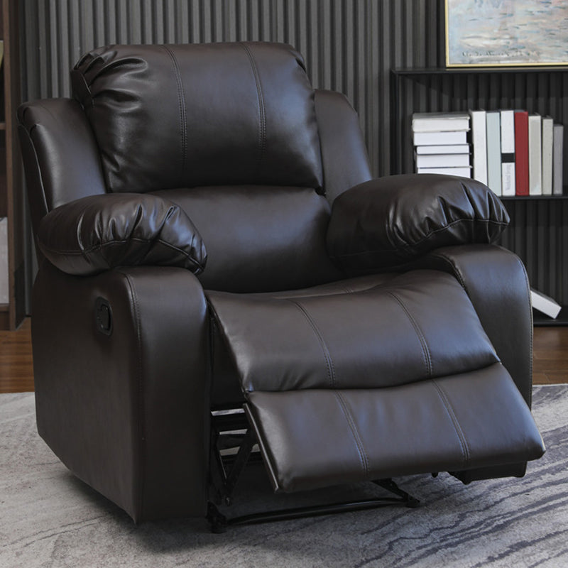 Contemporary Home Theater Recliner Solid Color Metal Rocking Manual-Push Botton