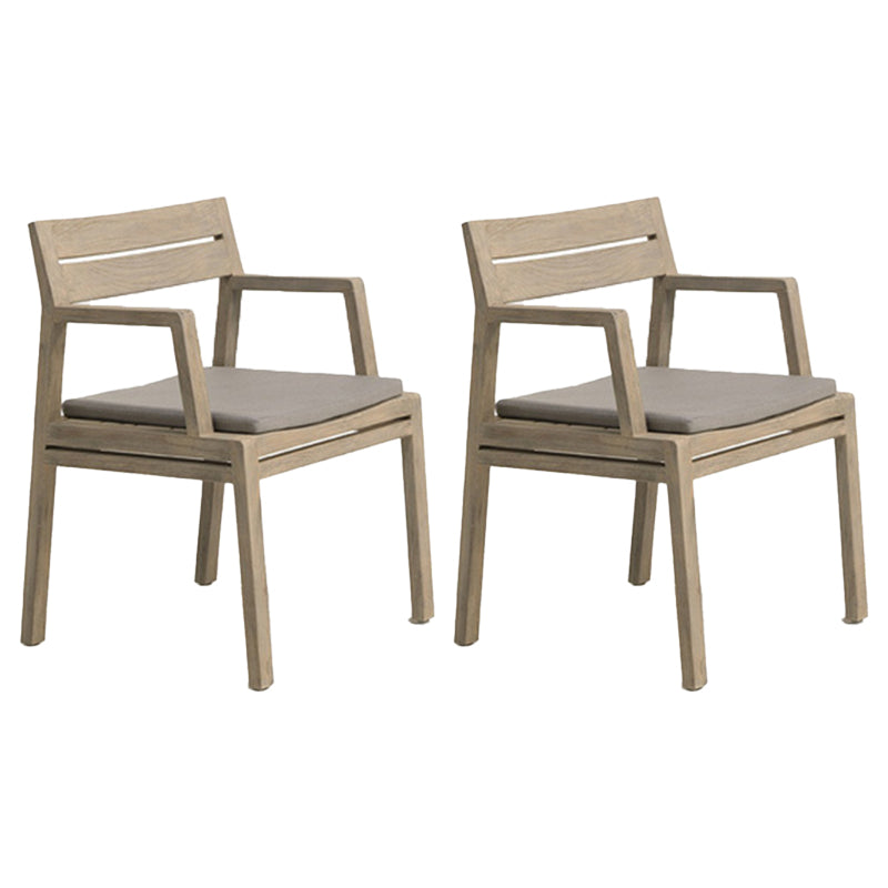 Solid Wood Dining Armchair Contemporary Outdoors Dining Chair with Arm