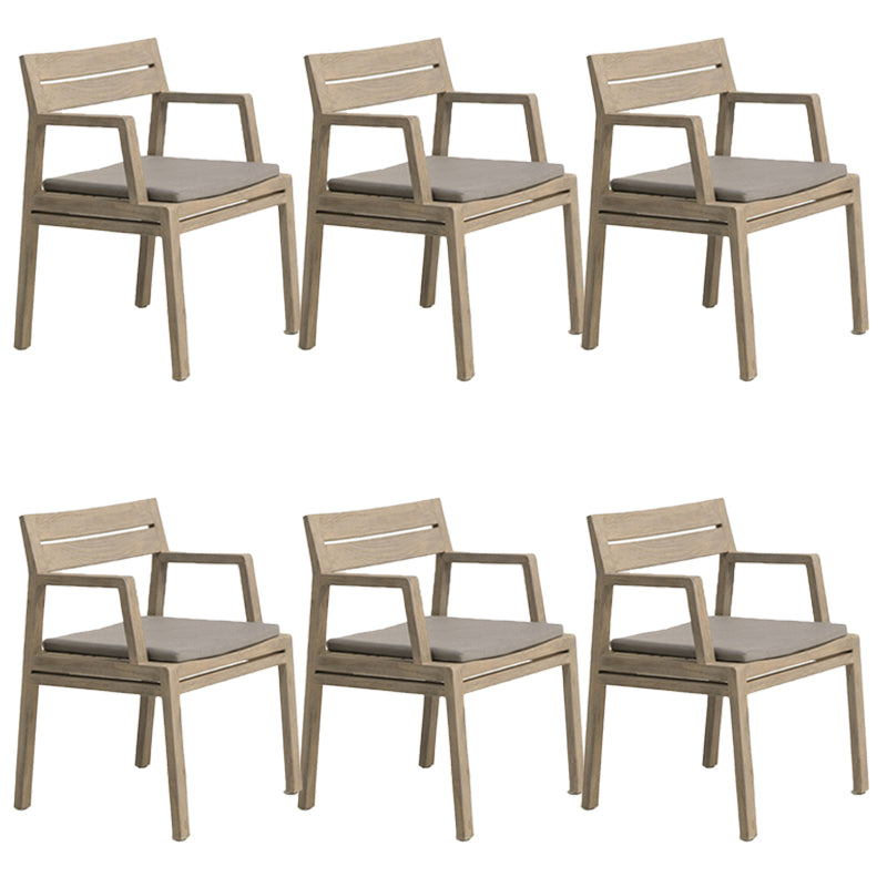 Solid Wood Dining Armchair Contemporary Outdoors Dining Chair with Arm