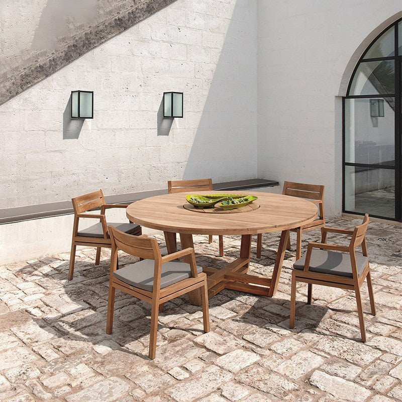 Solid Wood Dining Armchair Contemporary Outdoors Dining Chair with Arm