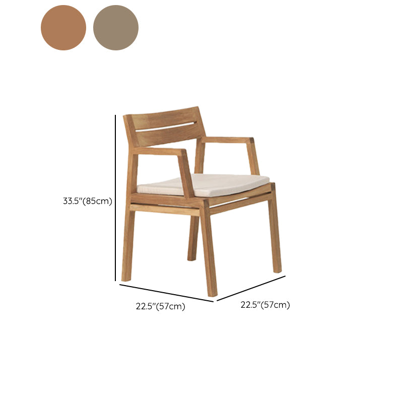 Solid Wood Dining Armchair Contemporary Outdoors Dining Chair with Arm