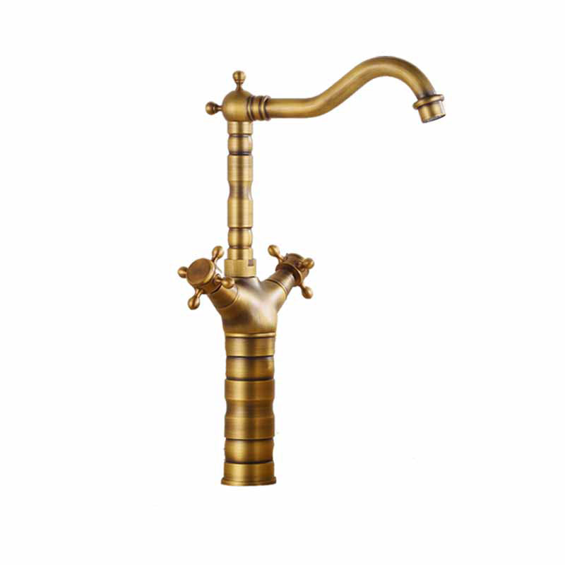 Traditional Kitchen Faucet Brass High Arc Gold Standard Kitchen Faucets with Double Handle