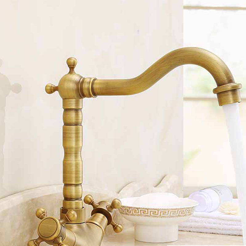 Traditional Kitchen Faucet Brass High Arc Gold Standard Kitchen Faucets with Double Handle