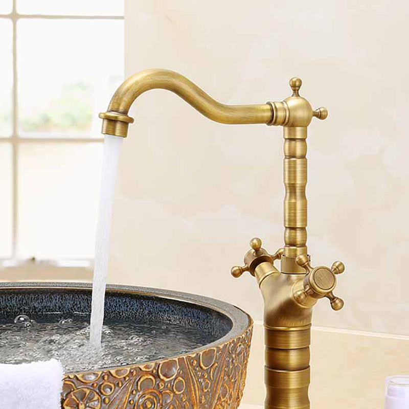 Traditional Kitchen Faucet Brass High Arc Gold Standard Kitchen Faucets with Double Handle